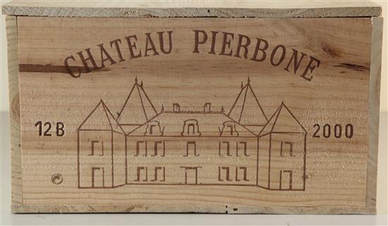 A case of twelve bottles of Chateau Pierbone, 2000.